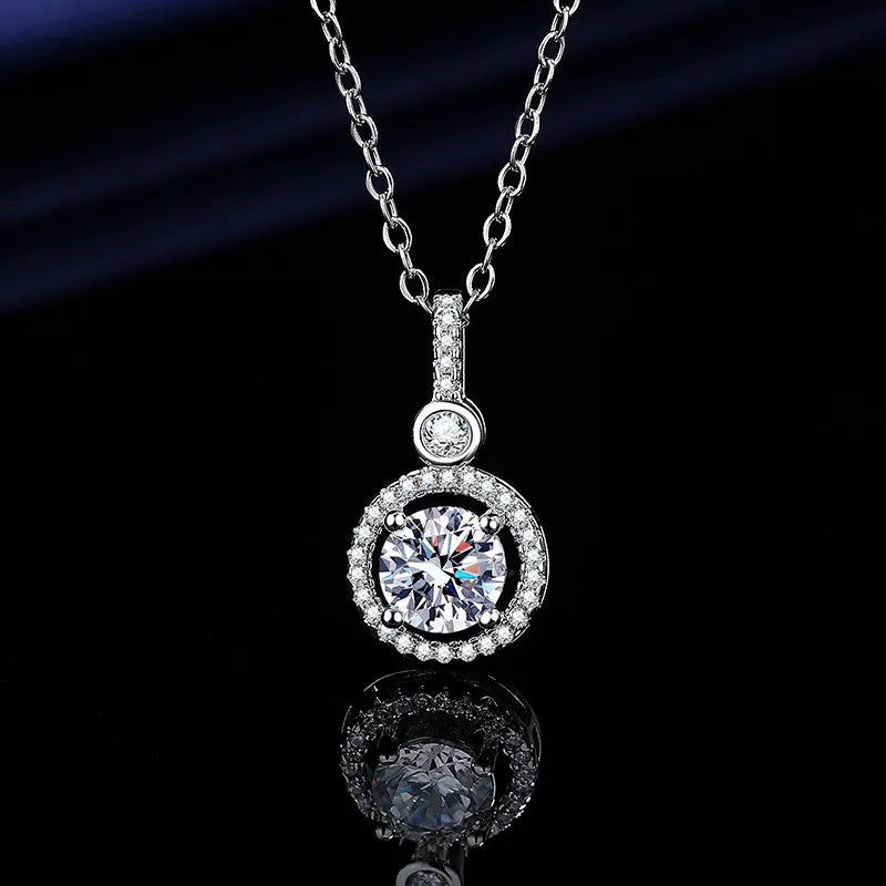 Halsband för kvinnor sterling S925 silver med vitguldpläterad labbdiamant smycken bröllopshänge Zircom