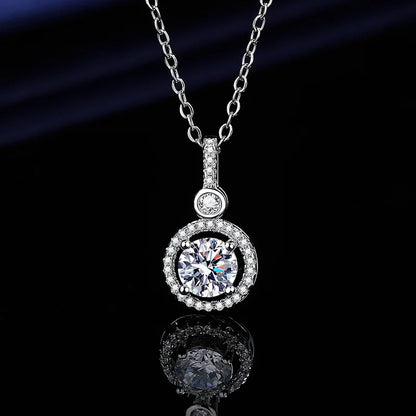 Halsband för kvinnor sterling S925 silver med vitguldpläterad labbdiamant smycken bröllopshänge Zircom