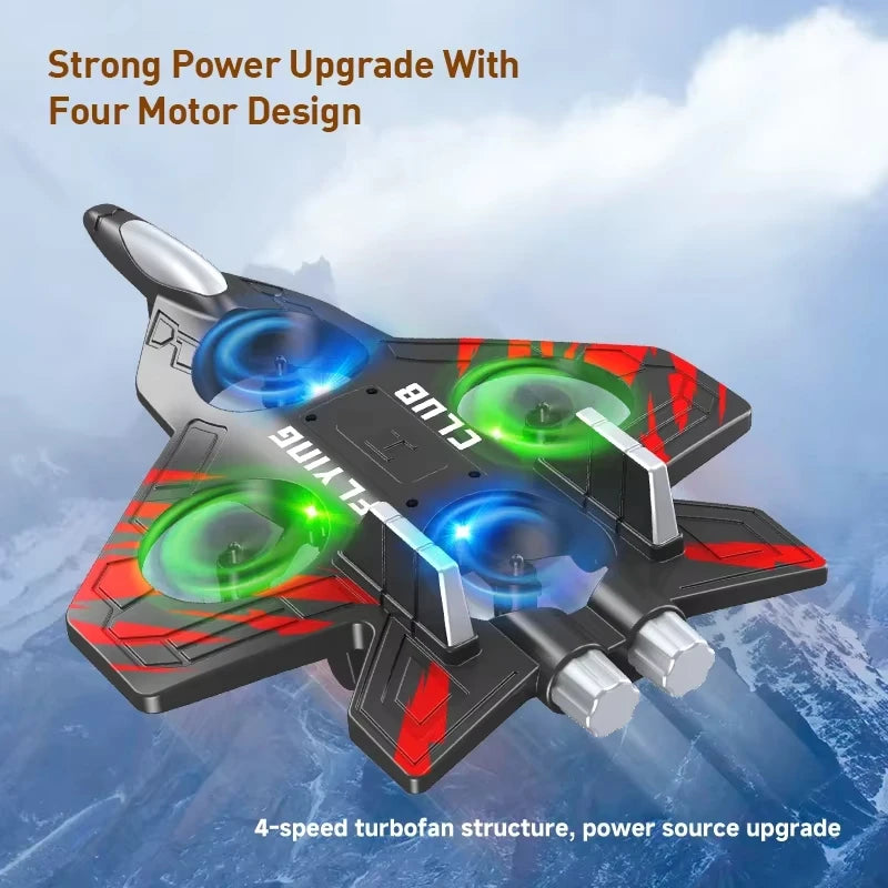 Fjärrstyrd jaktplan skumglider elektrisk stunt-UAV-flygplan helikopter med LED-ljus flygplansmodell RC-leksak för barn pojkar