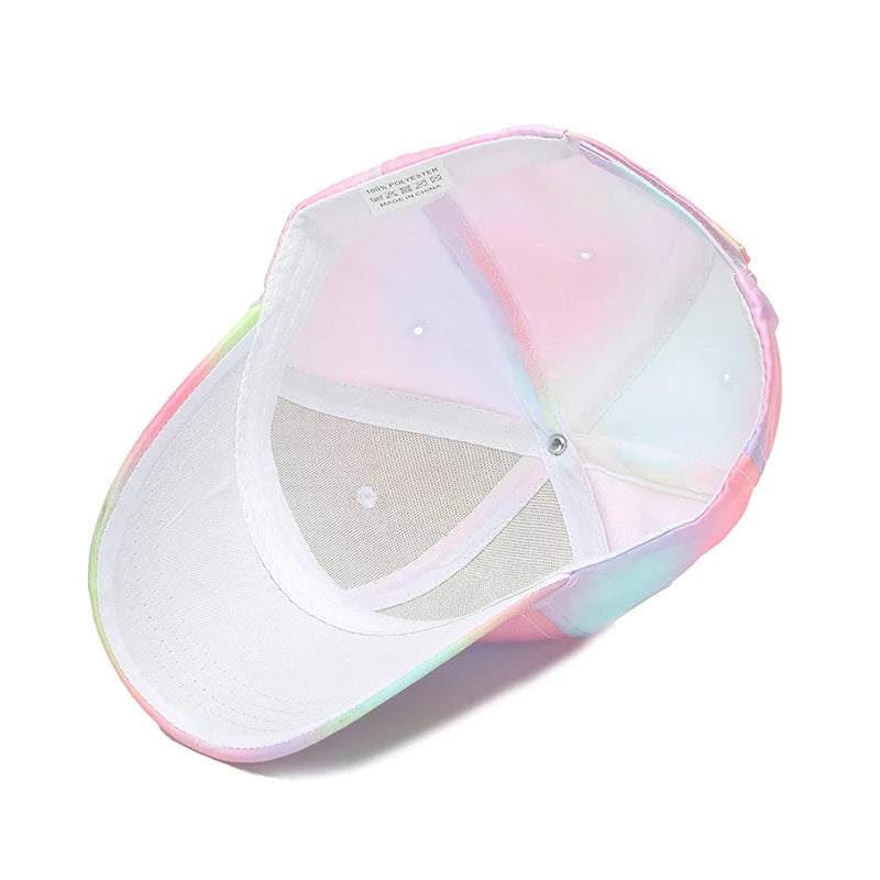 Sommar Barn Basebollkeps Mode Tie-dye Tryck Snapback Hatt För Barn Flickor Utomhus Streetwear Justerbar Ankplös Keps