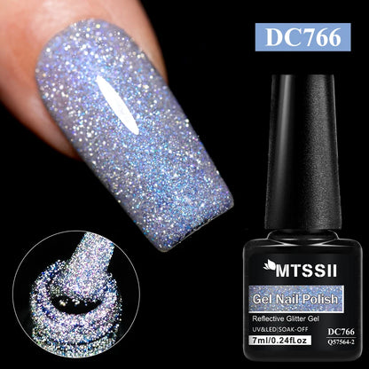 7ml Champagne Guld Silver Reflekterande Nagelgellack Glittrande Skinande Glitter Rosa Röd Nageltillbehör Semi-permanent Gellack