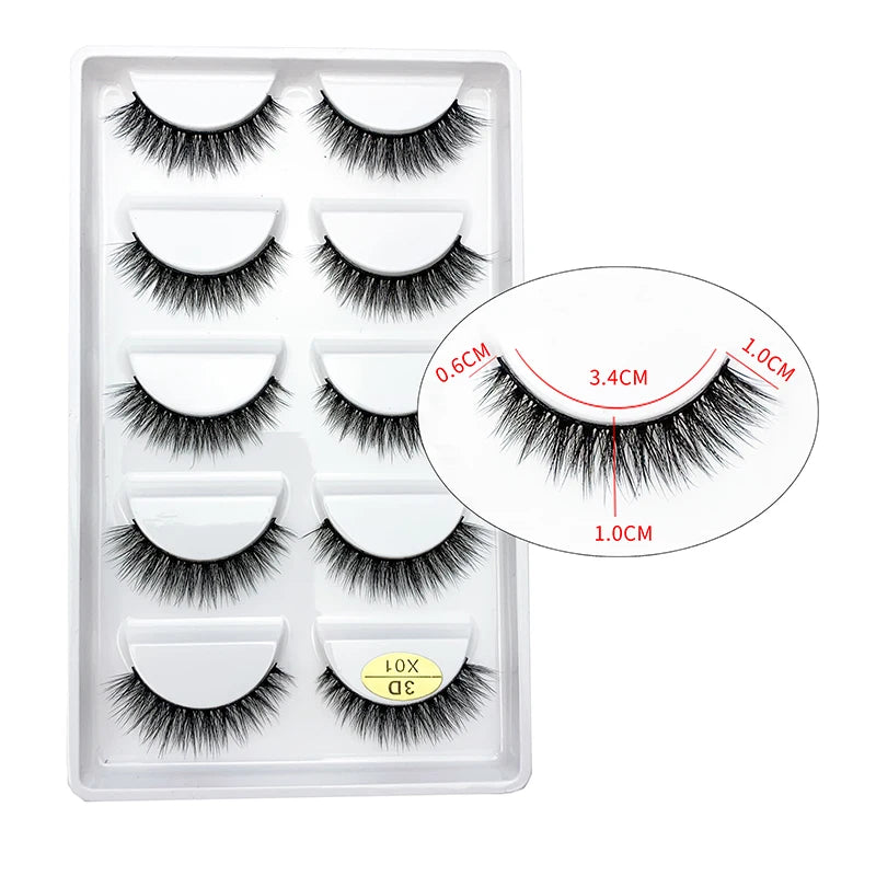 LTWEGO 5 par ögonfransar naturliga långa 3D minkfransar fluffiga volym mink lösögonfransar djurfria slingor makeup cilios