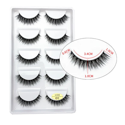 LTWEGO 5 par ögonfransar naturliga långa 3D minkfransar fluffiga volym mink lösögonfransar djurfria slingor makeup cilios