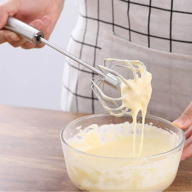 Äggvisp i rostfritt stål Halvautomatisk äggvisp Manuell handmixer Äggröra Äggrörare Äggverktyg Kökstillbehör