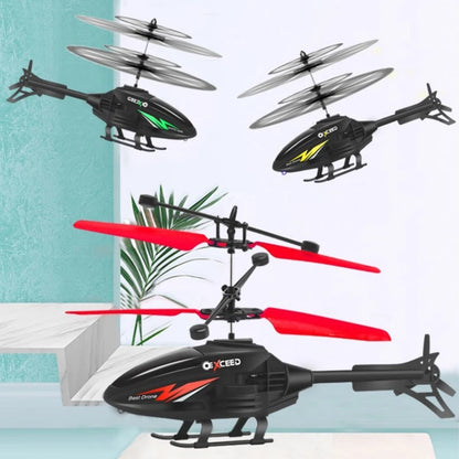 RC Helikopter 2CH Induktionsfjärrkontroll Flytande Flygplan Geststyrt Flygplansupphängning Quadcopter med LED Barnpresent
