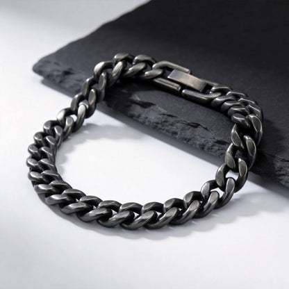Retro kubanska kedjearmband för män, vintage antik rostfritt stål Curb Dome Link armband, rock punk snygga smycken gåvor
