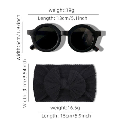 2 st/set nya barn enfärgade bomullsrosett brett hårband runt solglasögon set babyflickor solglasögon barn håraccessoarer