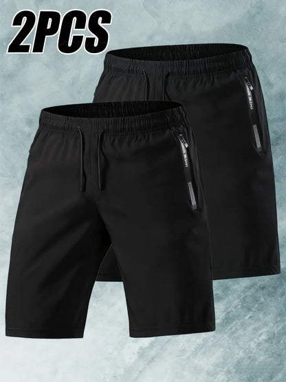 Sommar Herr 2-pack Herr Utomhussport Issiden Snabbtorkande Shorts Gym Löpning Tunn Version Tennis Sweatsuit Strand Herrshorts
