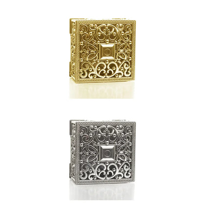 2 st mini smyckeskrin för skattförvaring med silverfärgade ihåliga blommönster för halsband, örhängen och ringar K-