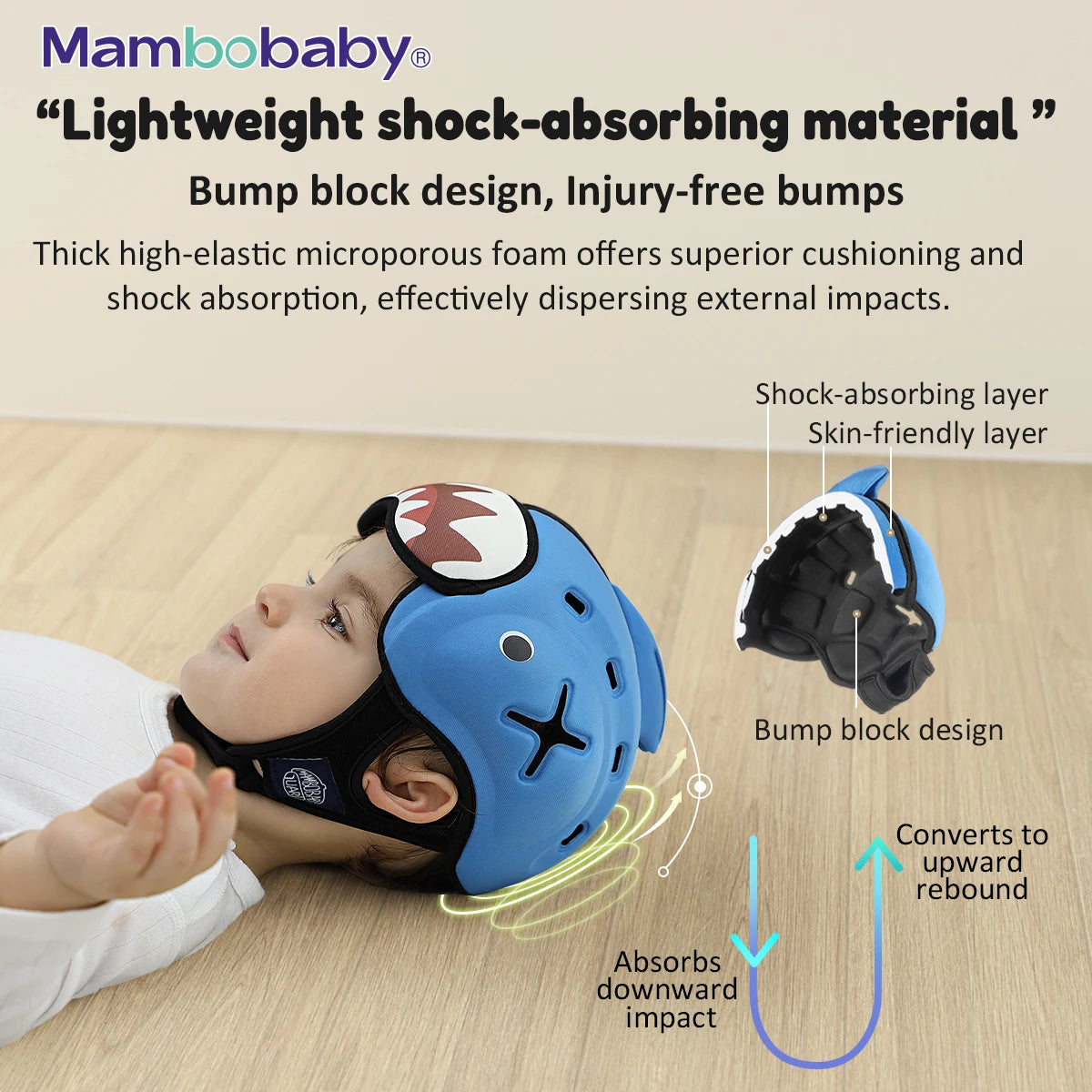 Mambobaby Säker Anti-Shock Babyhjälm Småbarn Huvudskydd Huvudbonad för Spädbarn Lär Krypa, Gå Förhindra Skador från Stötfall