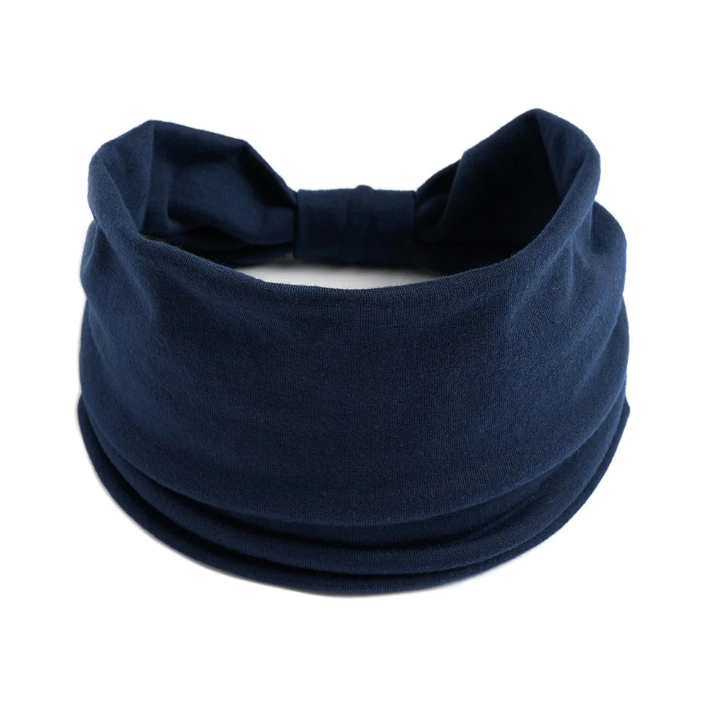 Mode Enfärgad Bred kant Bomullsyoga absorberar svett Dam Flickor Pannband Huvudbonad Turban Bandage Håraccessoarer Huvudbonader
