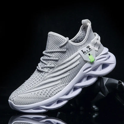 Herr Sport Löpning Svarta Joggingskor Casual Sneakers Utomhus Andningsbara Mesh Dam Lätt Stötdämpning Svart Tennis