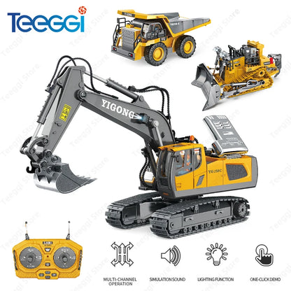 Teeggi 1:20 RC Grävmaskin Bil Barnleksaker 2.4G Fjärrstyrd Dumper Bil Bulldozer Leksaksradio Elbil För Barn Present