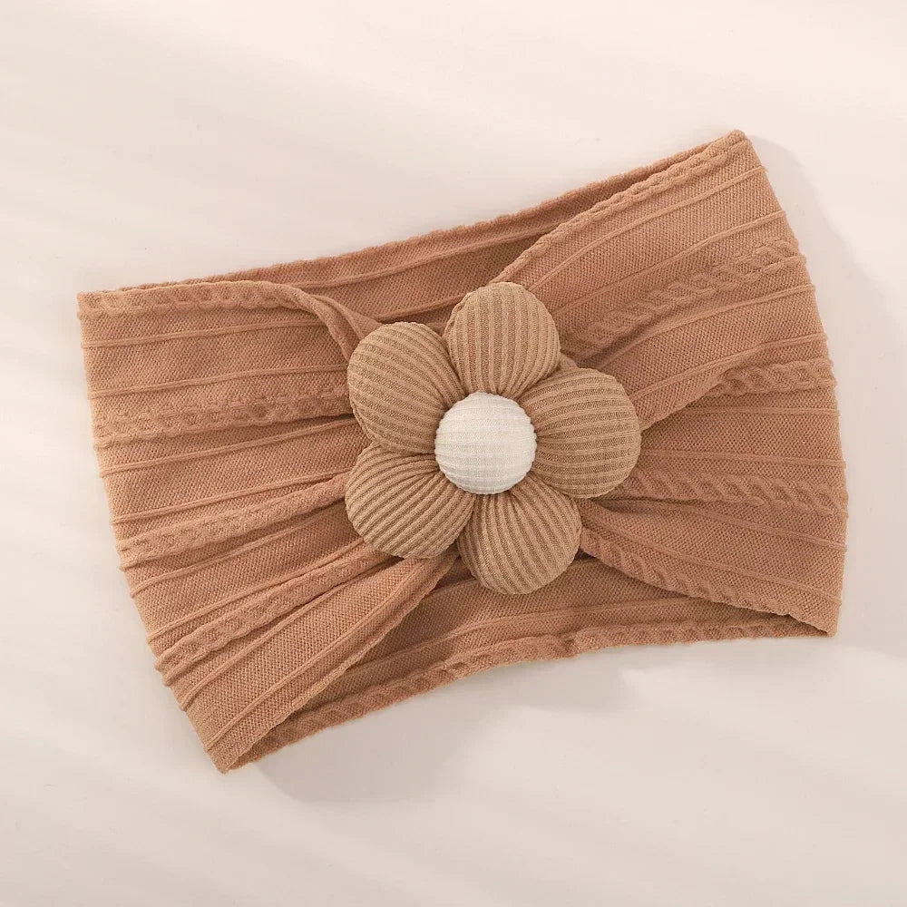 1 st baby nylon huvudduk astique lämplig nyfödd flicka blomma handgjort pannband elastiskt hårband turban småbarn håraccessoarer