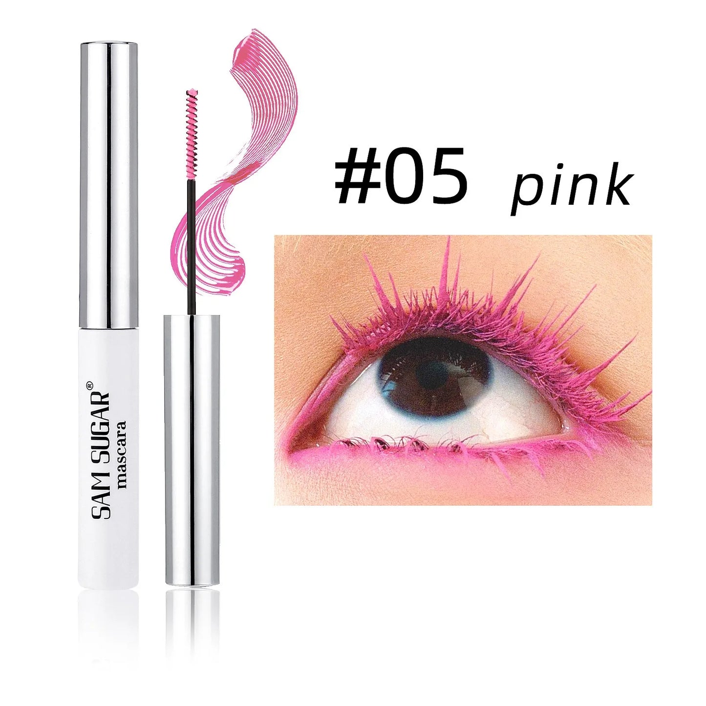 Silkesfibermascara Färgglad Ultrafin Borste Förlänger Ögonfransar Vattentät Varaktig Snabbtorkande Grön Rosa Böjande Mascara Makeup