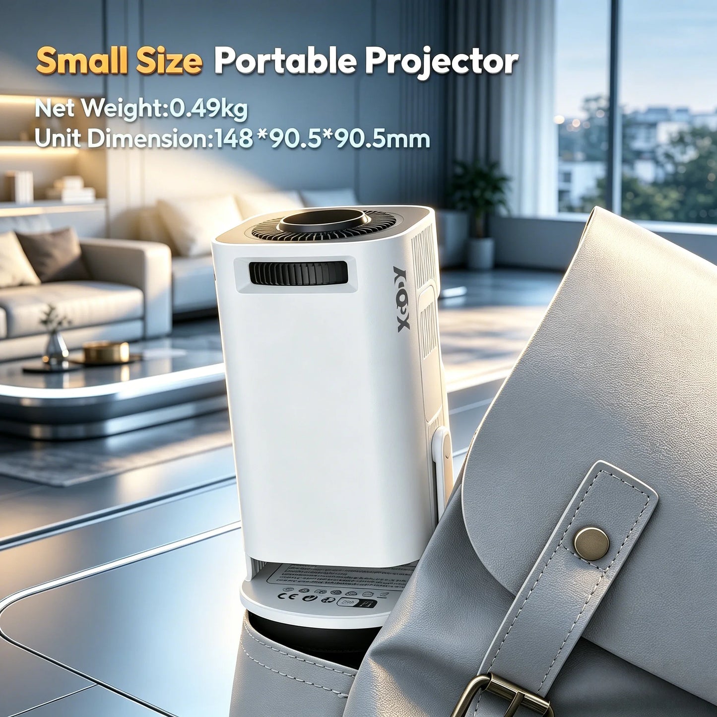 XGODY 4K 1080p LED-projektor med 12000 lumen ljusstyrka, WiFi 6 Bluetooth 5.0 bärbart hemmabiosystem för underhållning