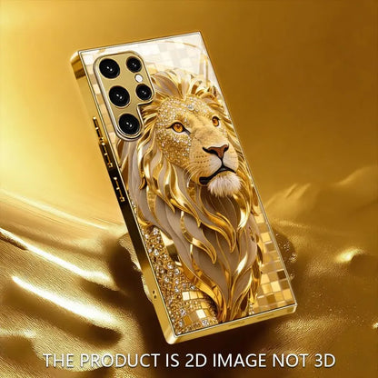 Mobilskal med ”Golden Lion Weiyi”-mönster i galvaniserat guld för Samsung Galaxy S26/S25 Ultra/S24 Ultra/S23/S22 Ultra/S21