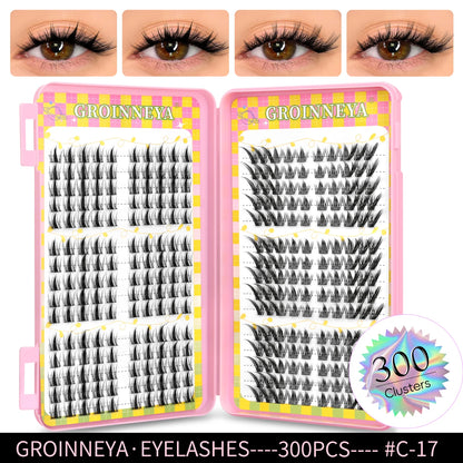 GROINNEYA Ögonfransar Kluster 320 st Naturlig Ögonfransförlängning Klusterfransar Volym Blandade Tray Lashes Kluster Naturliga Fransar