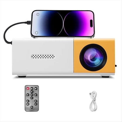 Delighted - Bärbar miniprojektor med stöd för Full HD 1080P - Inkluderar fjärrkontroll, USB-driven, perfekt för smartphones