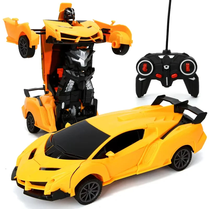 2IN1 Elektrisk RC-bil Transformationsrobotar Enknappsdeformationsbil Utomhus Fjärrkontroll Sportbilsmodell Barn Pojkar Leksaker