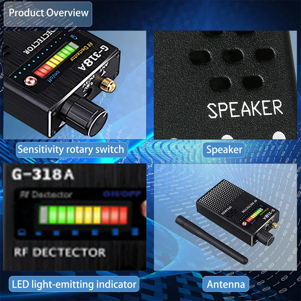 Professionell antispiondetektor Trådlös RF-signalsökare WiFi GSM Bug Spionkamera Avlyssning GPS-spårare Signalenheter Detektering