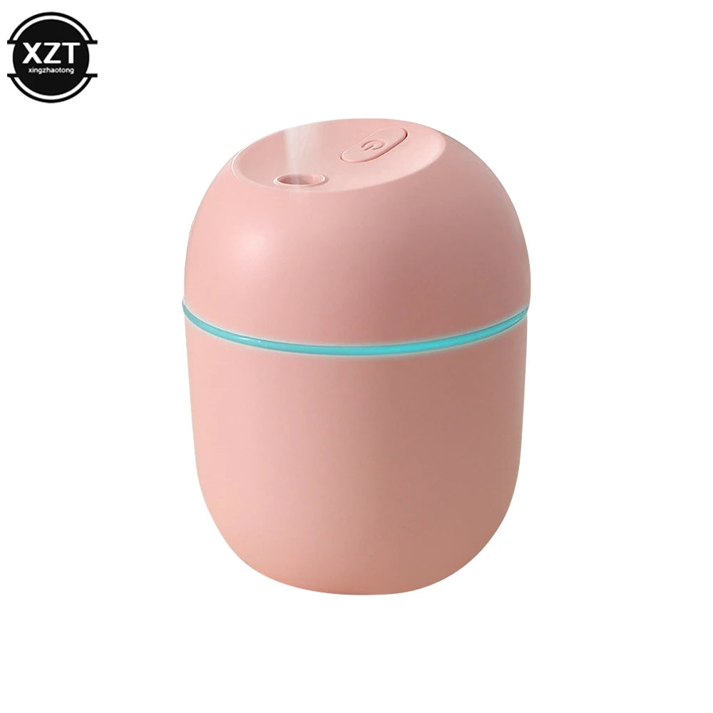 220ml USB-luftfuktare, förångare, aromoljediffusor, ljudlös luftfuktare med nattlampa för bil, sovrum, kall dimma-spruta