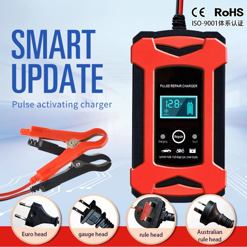 2V 6A bilbatteriladdare intelligent snabbladdning pulsreparationstyp full autostopp dubbelläge blysyra för motorcykellastbil