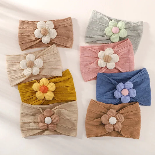 1 st baby nylon huvudduk astique lämplig nyfödd flicka blomma handgjort pannband elastiskt hårband turban småbarn håraccessoarer