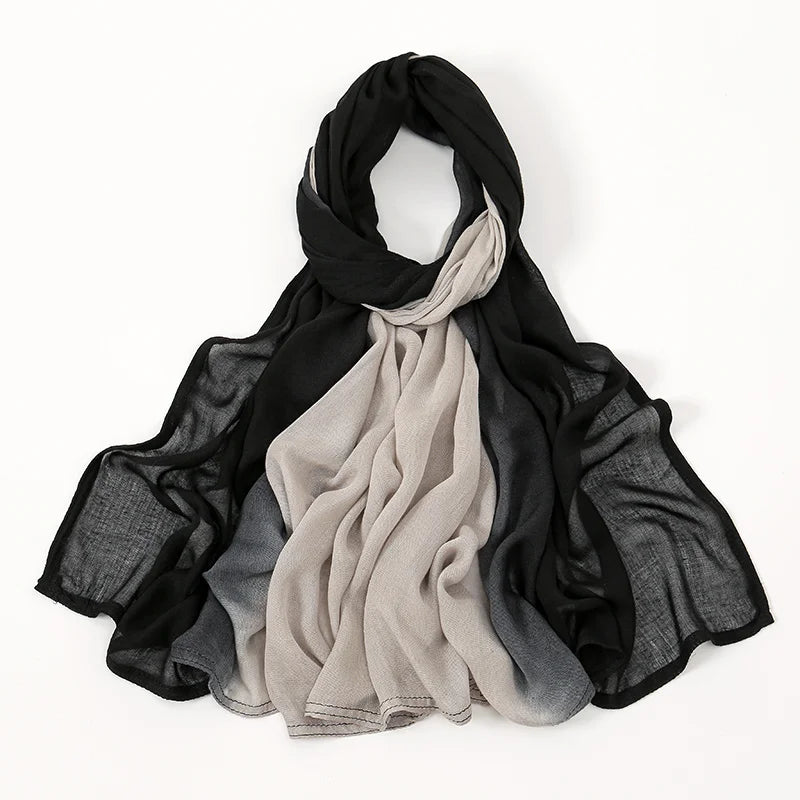 Gradient Rayon Modal Hijabs Bomull Hijab Halsduk för Kvinnor Stora Storlekar Långa Sjalar Muslimsk Huvudduk Islamiska Huvudband 180*85cm