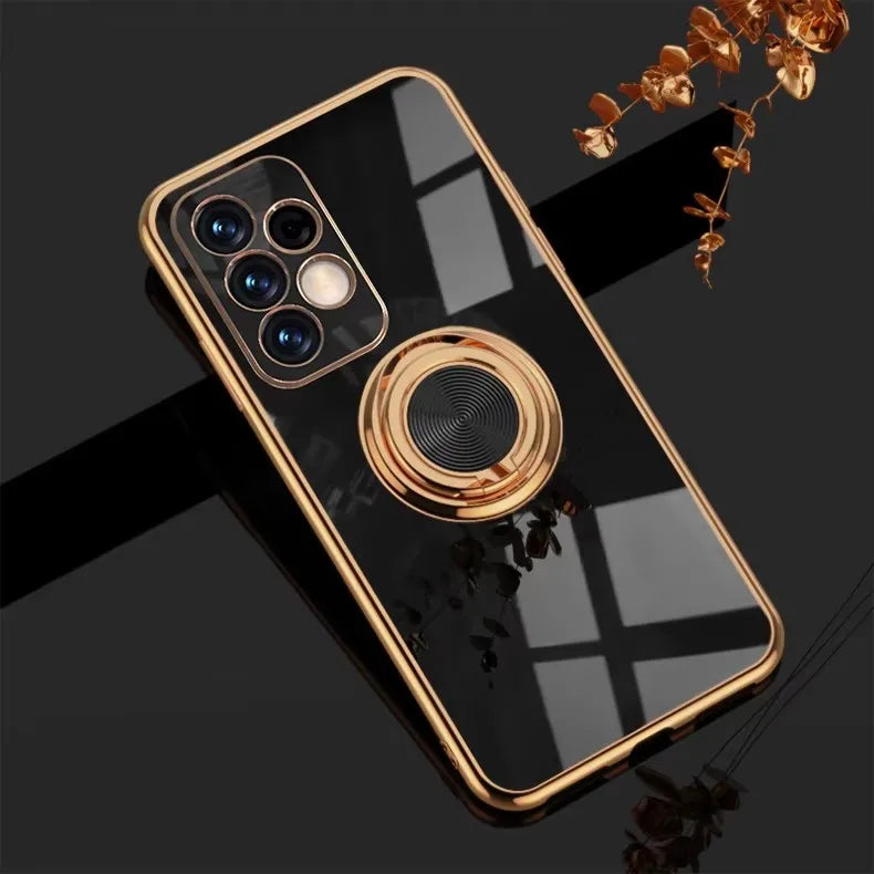 Lyxigt pläterat magnetiskt 360° ringhållare telefonskal för Samsung Galaxy S25 Ultra S24 S23 FE S22 S21 S20 S10 Plus baksida