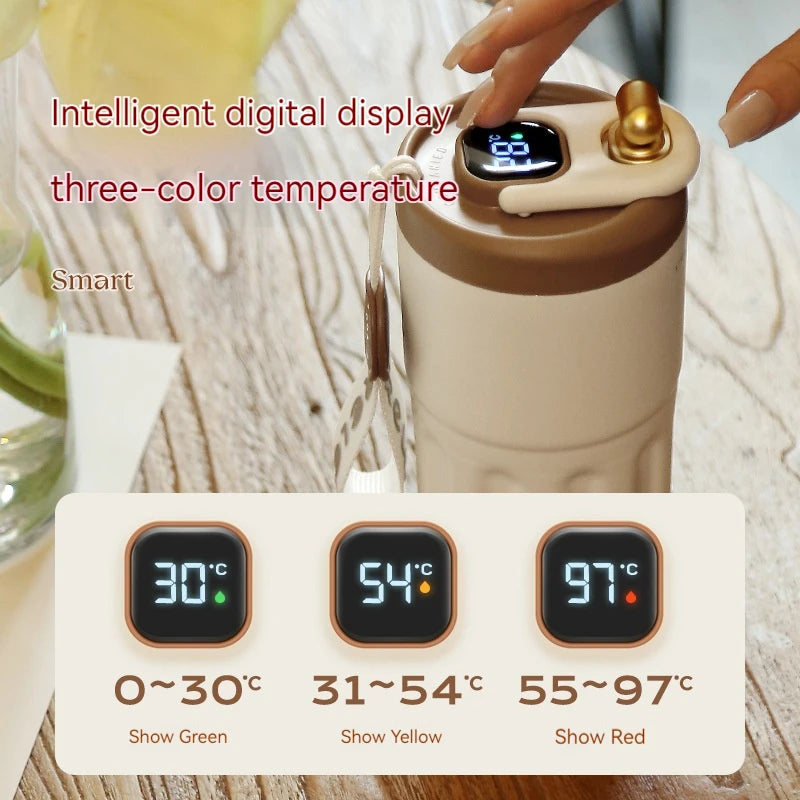 450 ml rostfritt stål termosvattenflaska LED-temperaturdisplay kaffekopp håller kallt och värmer termosmugg resevakuum