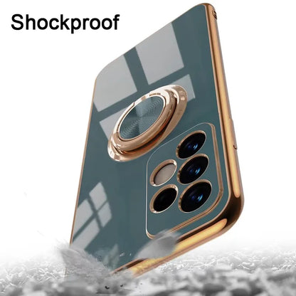 Lyxigt pläterat magnetiskt 360° ringhållare telefonskal för Samsung Galaxy S25 Ultra S24 S23 FE S22 S21 S20 S10 Plus baksida