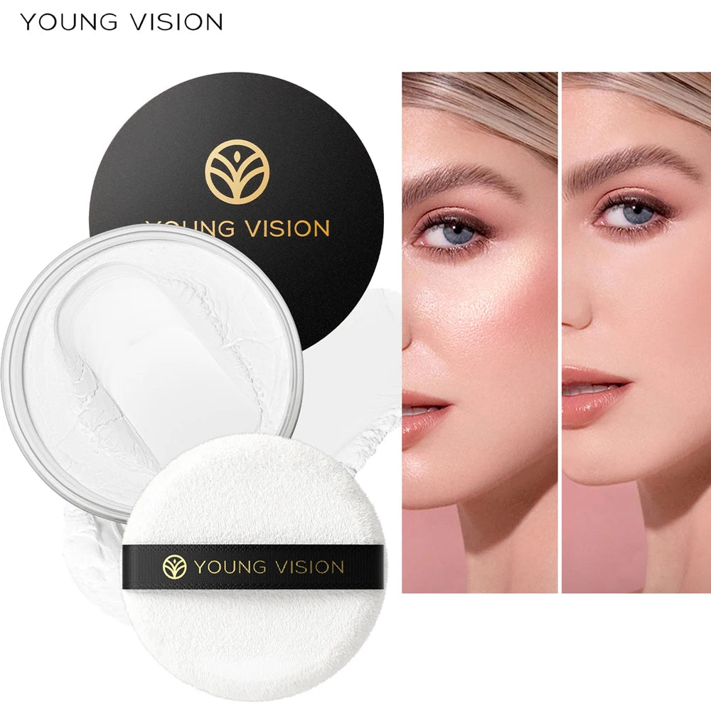YOUNG VISION Setting Powder Löst puder Non-stick puder, andningsbart, delikat, matt honungspudder med puff