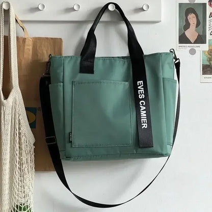 Ny Casual Tote Stor Kapacitet Axelväska Nylon Vattentät Canvas Handväska Enkla Mode Messenger Väskor För Skolflickor