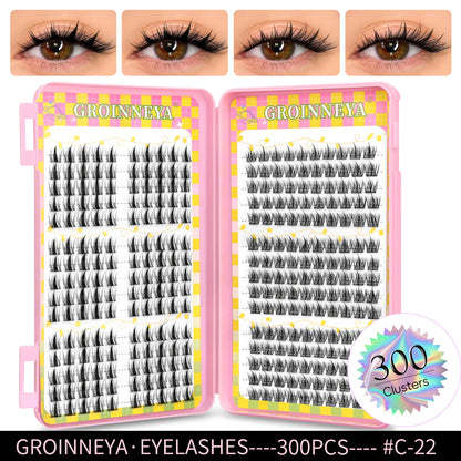 GROINNEYA Ögonfransar Kluster 320 st Naturlig Ögonfransförlängning Klusterfransar Volym Blandade Tray Lashes Kluster Naturliga Fransar