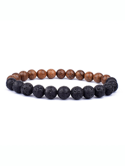 8mm lavaarmband för män vulkaniska stenar träpärlor armband tibetansk buddha handledskedja kvinnor män smycken gåva nya armband