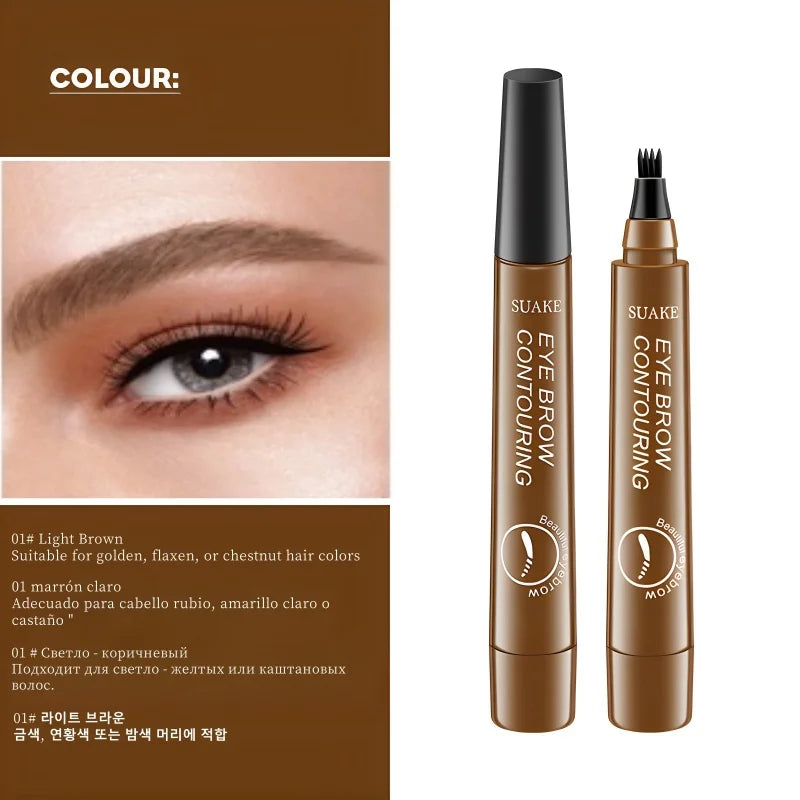 4D Microblading Ögonbrynspenna med 4 gafflar Ögonbrynstatueringspenna Långvarig Fin Skiss Flytande Ögonbrynsmakeup