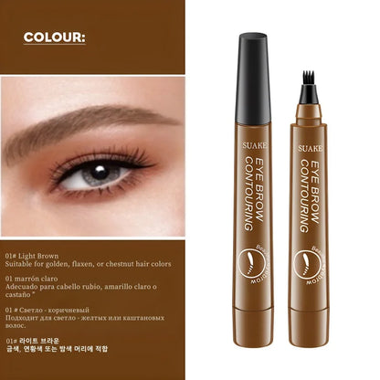 4D Microblading Ögonbrynspenna med 4 gafflar Ögonbrynstatueringspenna Långvarig Fin Skiss Flytande Ögonbrynsmakeup