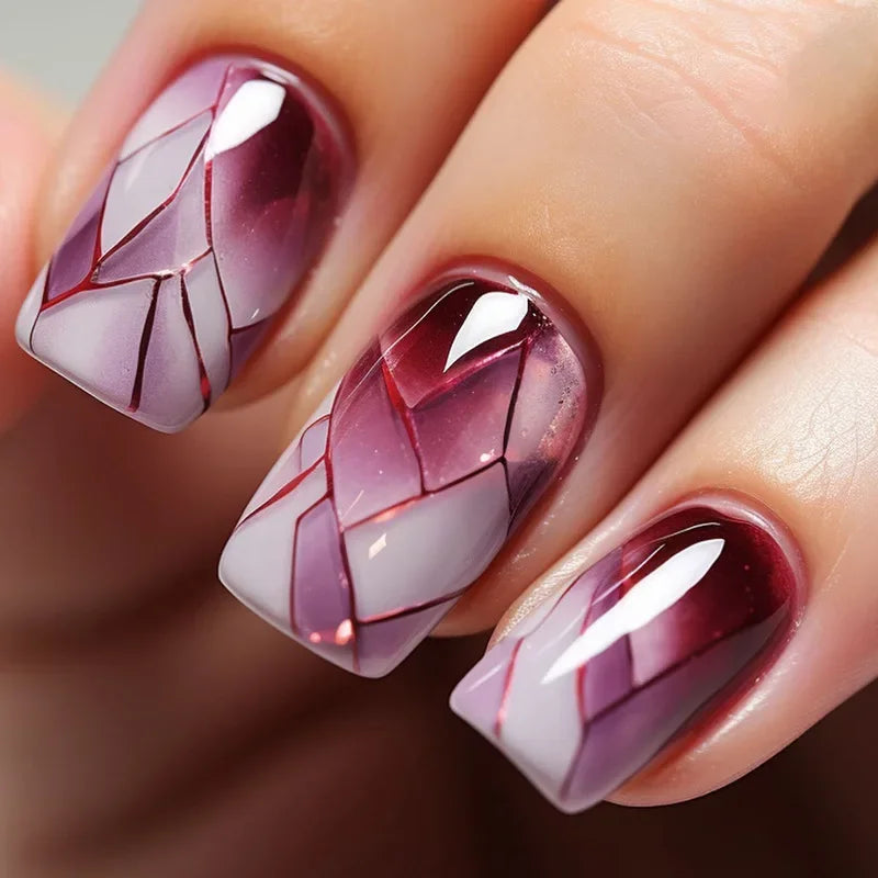 24 st/set Sweet Love lösnaglar med gradient French Press on-naglar återanvändbara korta heltäckande nageltippar för kvinnor grossist
