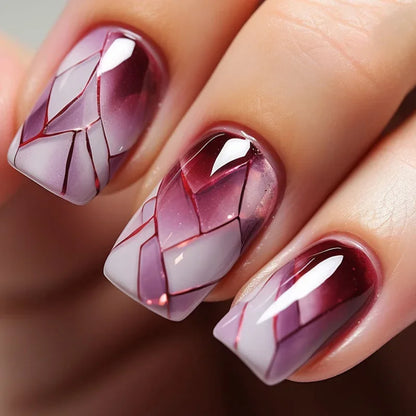 24 st/set Sweet Love lösnaglar med gradient French Press on-naglar återanvändbara korta heltäckande nageltippar för kvinnor grossist