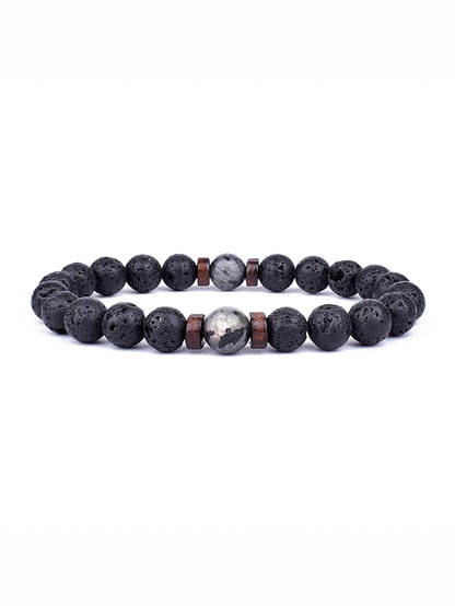 8mm lavaarmband för män vulkaniska stenar träpärlor armband tibetansk buddha handledskedja kvinnor män smycken gåva nya armband