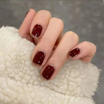 24 st/set Sweet Love lösnaglar med gradient French Press on-naglar återanvändbara korta heltäckande nageltippar för kvinnor grossist