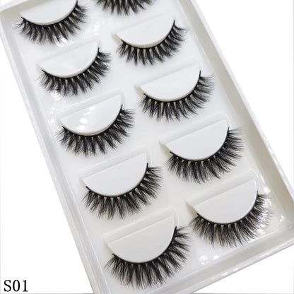 Naturliga 3D Mink Lösögonfransar, Makeup Lösögonfransar, Faux Cils, Makeup Skönhetsverktyg, Partihandel, 5 Par