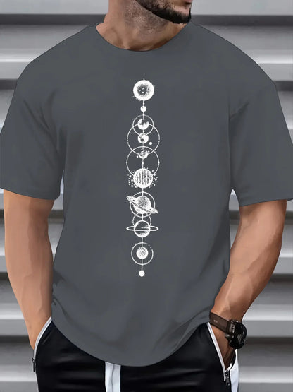 Rymdplanettryck Rund hals Herr Dam Ren bomull Kortärmad Gata Casual Trendig Sport Lös T-shirt Sommarskjorta Kläder