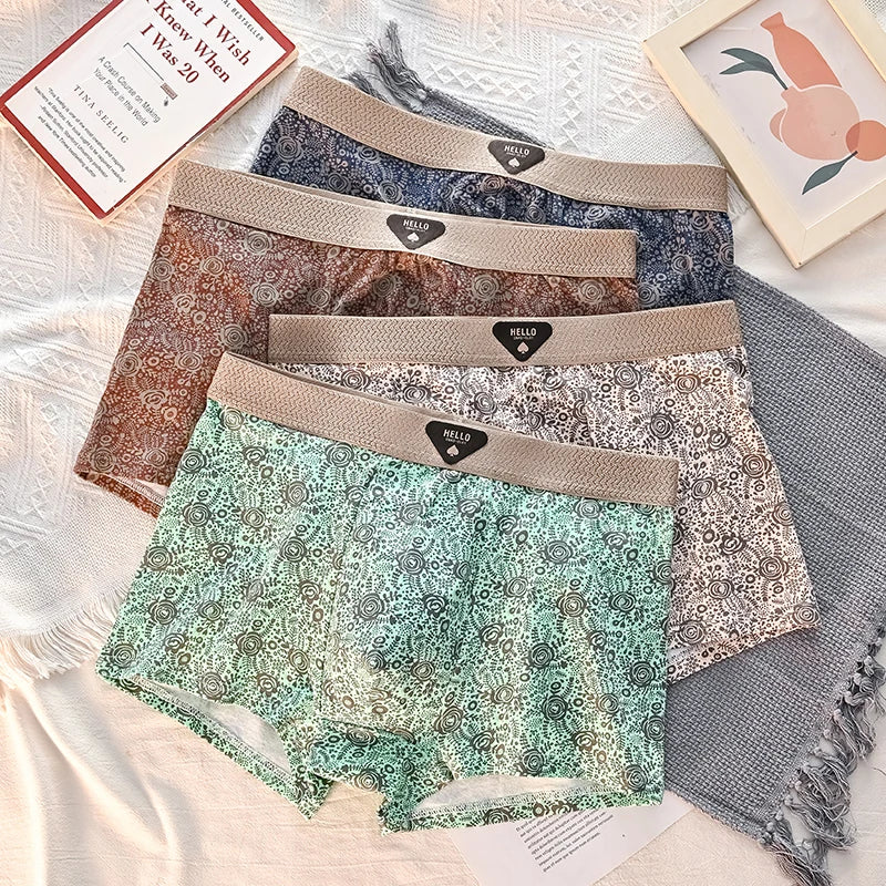 4 st. Herrunderkläder Bomull Herrboxershorts Medelhög Midja Andningsbara Herrtrosor Större Storlek 6XL - Massor av Mjuka Bekväma Herrboxershorts