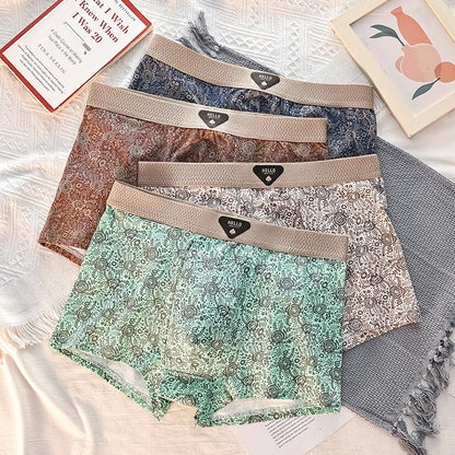 4 st. Herrunderkläder Bomull Herrboxershorts Medelhög Midja Andningsbara Herrtrosor Större Storlek 6XL - Massor av Mjuka Bekväma Herrboxershorts