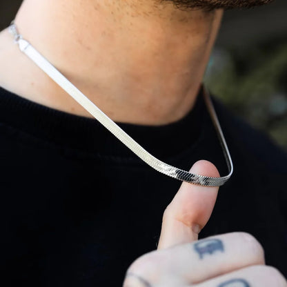 Skyrim Ormkedja Halsband Herr Kvinnor Rostfritt Stål 2/3/4/5mm Bred Platt Fiskbensmönster Halskedjor Trendig Hiphop Smycken Present Het