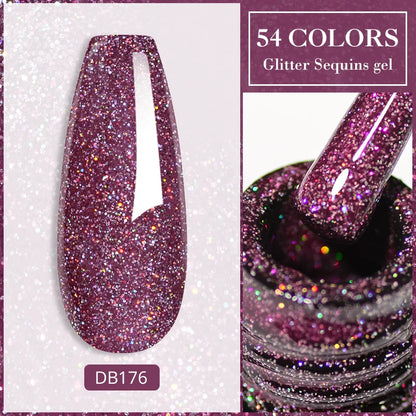 7ml Champagne Guld Silver Reflekterande Nagelgellack Glittrande Skinande Glitter Rosa Röd Nageltillbehör Semi-permanent Gellack