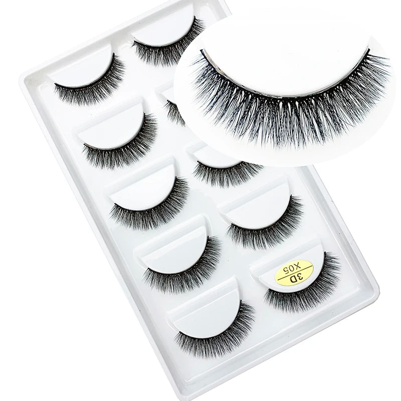 LTWEGO 5 par ögonfransar naturliga långa 3D minkfransar fluffiga volym mink lösögonfransar djurfria slingor makeup cilios
