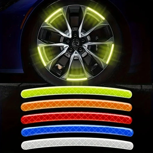 20 st. färgade rosa reflekterande klistermärken för bildäck och hjulnav som lyser i mörkret på bildäcken